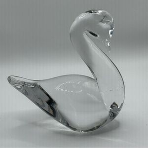 FM KONSTGLAS RONNEBY SWEDEN Vtg  Swan Paperweight Figure Art Glass 3.75” SIGNED